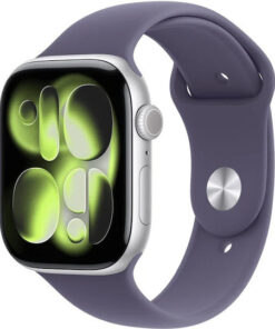 Apple Watch Series 11 Aluminium 42mm Αδιάβροχο με Παλμογράφο (Silver Aluminium Case with Purple Fog Sport Band - S/M)