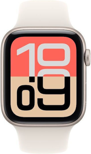 Apple Watch SE 3 Aluminium 44mm Αδιάβροχο με Παλμογράφο (Starlight Aluminium Case with Starlight Sport Band - S/M)