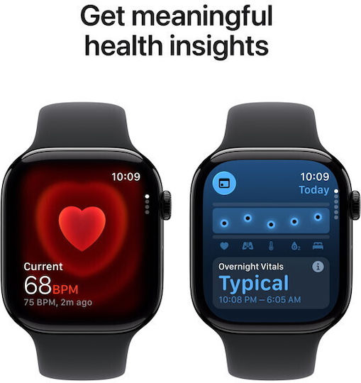 Apple Watch Series 11 Cellular Aluminium 42mm Αδιάβροχο με eSIM και Παλμογράφο (Jet Black Aluminium Case with Black Sport Band - M/L) - Image 5