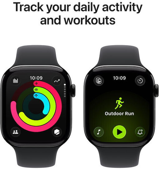 Apple Watch Series 11 Cellular Aluminium 42mm Αδιάβροχο με eSIM και Παλμογράφο (Jet Black Aluminium Case with Black Sport Band - M/L) - Image 4