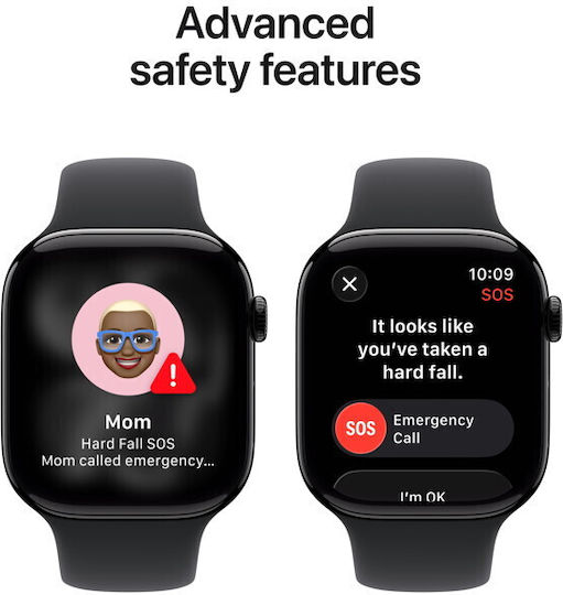 Apple Watch Series 11 Cellular Aluminium 42mm Αδιάβροχο με eSIM και Παλμογράφο (Jet Black Aluminium Case with Black Sport Band - M/L) - Image 6