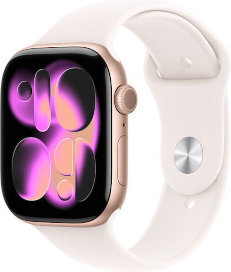 Apple Watch Series 11 Aluminium 42mm Αδιάβροχο με Παλμογράφο (Rose Gold Aluminium Case with Light Blush Sport Band - S/M) - Image 3