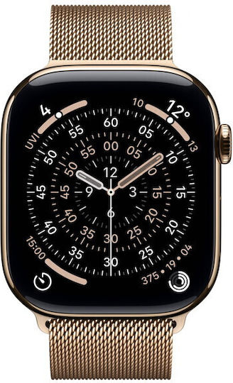 Apple Watch Series 11 Cellular Titanium 42mm Αδιάβροχο με eSIM και Παλμογράφο (Gold Titanium Case with Gold Milanese Loop) - Image 2