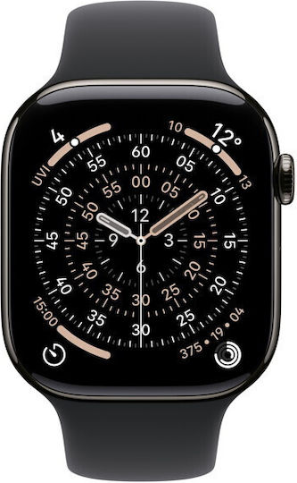 Apple Watch Series 11 Cellular Titanium 42mm Αδιάβροχο με eSIM και Παλμογράφο (Slate Titanium Case with Black Sport Band - M/L) - Image 2