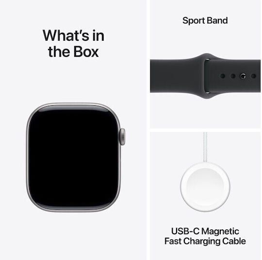 Apple Watch Series 11 Cellular Aluminium 42mm Αδιάβροχο με eSIM και Παλμογράφο (Space Grey Aluminium Case with Black Sport Band - S/M) - Image 5