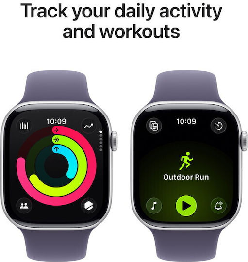 Apple Watch Series 11 Aluminium 46mm Αδιάβροχο με Παλμογράφο (Silver Aluminium Case with Purple Fog Sport Band - S/M) - Image 5