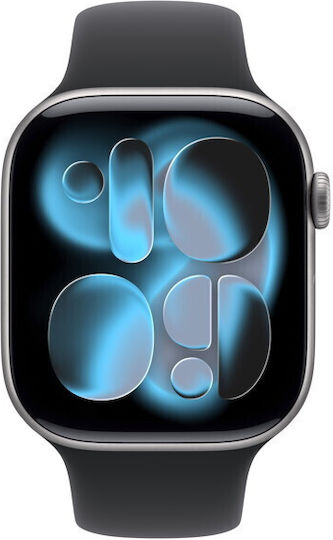 Apple Watch Series 11 Cellular Aluminium 42mm Αδιάβροχο με eSIM και Παλμογράφο (Space Grey Aluminium Case with Black Sport Band - M/L) - Image 2