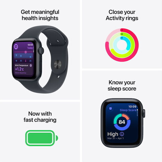 Apple Watch SE 3 Aluminium 40mm Αδιάβροχο με Παλμογράφο (Starlight Aluminium Case with Starlight Sport Band - S/M) - Image 3