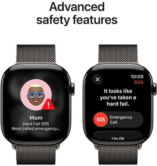 Apple Watch Series 11 Cellular Titanium 42mm Αδιάβροχο με eSIM και Παλμογράφο (Slate Titanium Case with Slate Milanese Loop) - Image 4