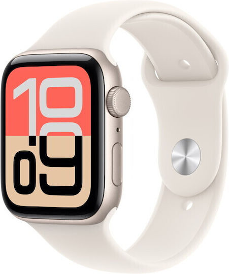 Apple Watch SE 3 Aluminium 40mm Αδιάβροχο με Παλμογράφο (Starlight Aluminium Case with Starlight Sport Band - M/L) - Image 2