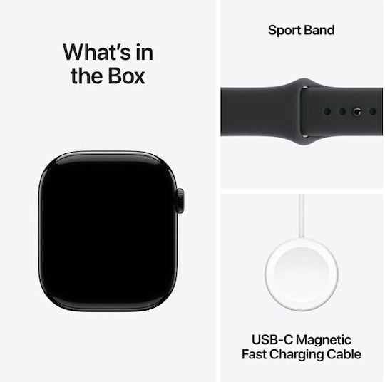 Apple Watch Series 11 Cellular Aluminium 46mm Αδιάβροχο με eSIM και Παλμογράφο (Jet Black Aluminium Case with Black Sport Band - S/M) - Image 7