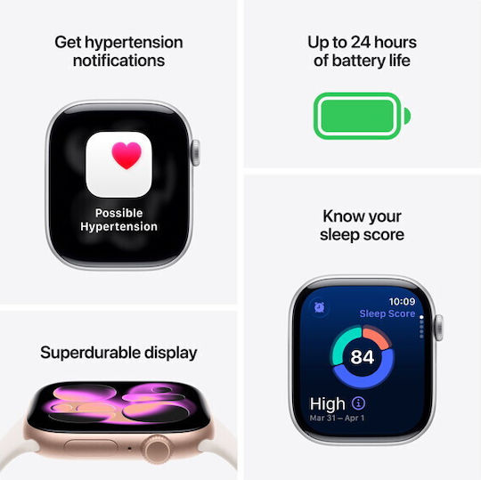 Apple Watch Series 11 Cellular Aluminium 46mm Αδιάβροχο με eSIM και Παλμογράφο (Jet Black Aluminium Case with Black Sport Band - S/M) - Image 2