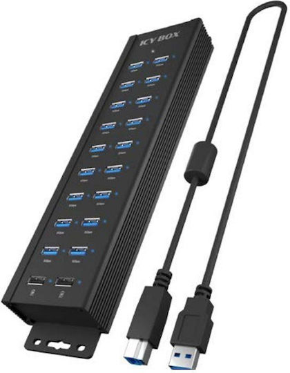 Icy Box USB 2.0 Hub 20 Θυρών με σύνδεση USB-A & Θύρα Φόρτισης IB-HUB1720-U3 - Image 2