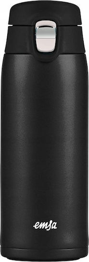 Emsa Handled Tumbler Θερμός Πλαστικό 400ml Black με Καλαμάκι και Λαβή N2151700