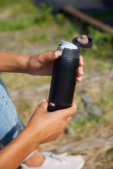 Emsa Handled Tumbler Θερμός Πλαστικό 400ml Black με Καλαμάκι και Λαβή N2151700 - Image 3