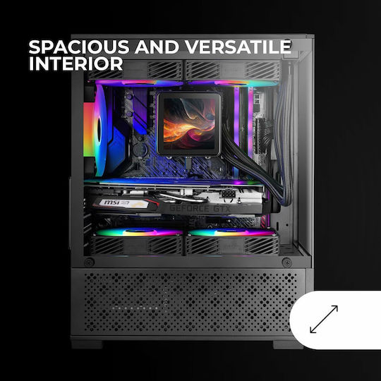 Mars Gaming MC-SE2 Gaming Midi Tower Κουτί Υπολογιστή με Πλαϊνό Παράθυρο Μαύρο - Image 6
