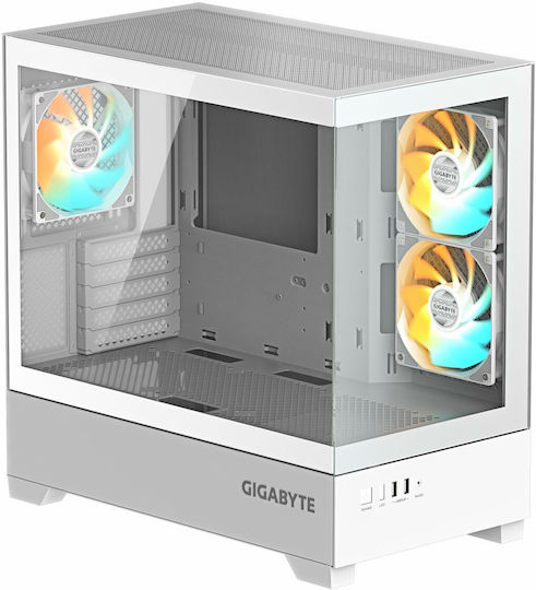 Gigabyte C201 Midi Tower Κουτί Υπολογιστή με Πλαϊνό Παράθυρο και RGB Φωτισμό Λευκό - Image 2