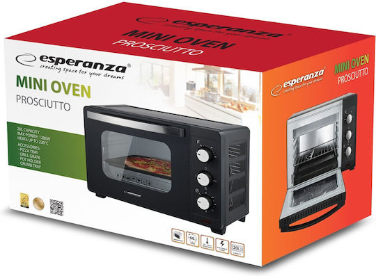 Esperanza Prosciutto EKO008N Ηλεκτρικό Φουρνάκι 20lt Χωρίς Εστίες Μαύρο - Image 3