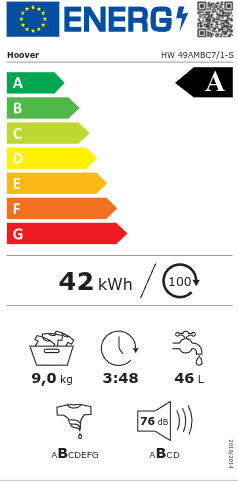 Hoover Πλυντήριο Ρούχων 9kg 1400 Στροφών HW 49AMBC7/1-S - Image 2