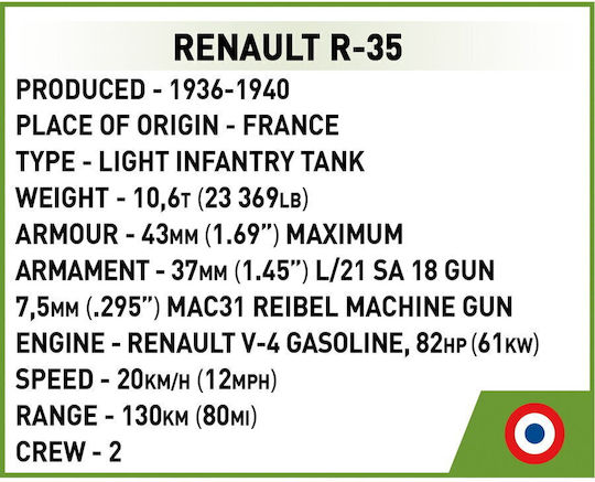 Cobi Τουβλάκια WWII Renault R-35 258τμχ - Image 11
