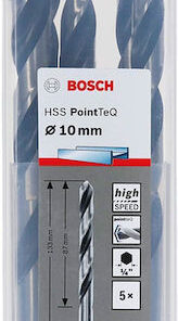 Bosch Twist Drill Pointteq Τρυπάνι HSS με Εξάγωνο Στέλεχος για Μέταλλο 10mm 2608577548