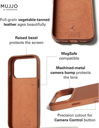 Mujjo Full Back Cover Δερμάτινο 1mm Καφέ (iPhone 17 Pro) - Image 6
