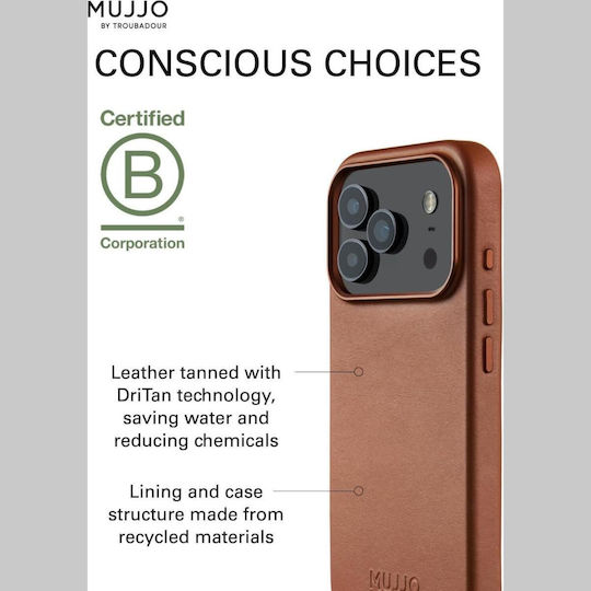 Mujjo Full Back Cover Δερμάτινο 1mm Καφέ (iPhone 17 Pro) - Image 7