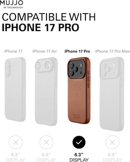 Mujjo Full Back Cover Δερμάτινο 1mm Καφέ (iPhone 17 Pro) - Image 8