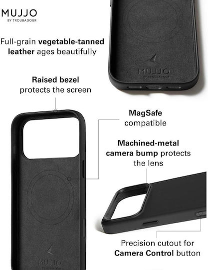 Mujjo Back Cover Δερμάτινο 1mm Μαύρο (iPhone 17 Pro Max) - Image 5