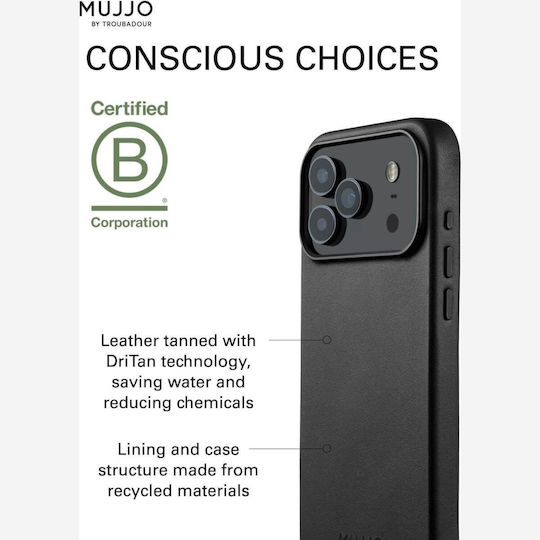 Mujjo Back Cover Δερμάτινο 1mm Μαύρο (iPhone 17 Pro Max) - Image 6