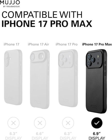 Mujjo Back Cover Δερμάτινο 1mm Μαύρο (iPhone 17 Pro Max) - Image 7