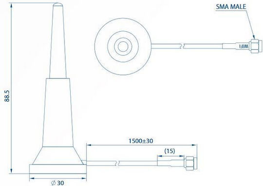 Teltonika PR1KRD30 Εσωτερική Κεραία WiFi Πανκατευθυντική 3dBi με σύνδεση SMA - Image 4