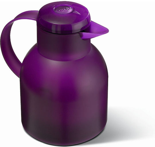 Emsa Samba Vacuum Jug Quick Press Κανάτα Θερμός Πλαστικό 1lt Μωβ με Λαβή - Image 2