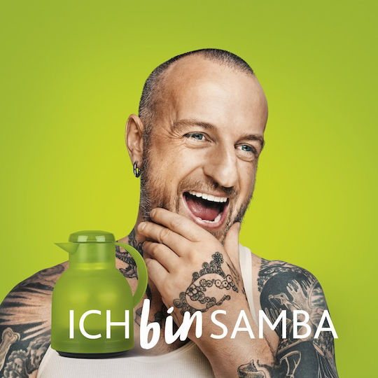 Emsa Samba Vacuum Jug Quick Press Κανάτα Θερμός Πλαστικό 1lt Μωβ με Λαβή - Image 4