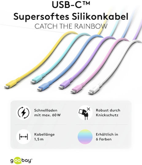 Goobay USB 2.0 Cable USB-C male - USB-C 60W Ροζ 1.5m 77746 - Image 3