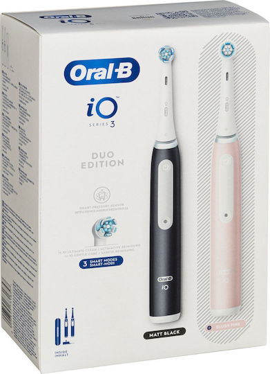 Oral-B iO Series 3 Ηλεκτρική Οδοντόβουρτσα με Αισθητήρα Πίεσης και Θήκη Ταξιδίου Matt Black / Blush Pink - Image 6