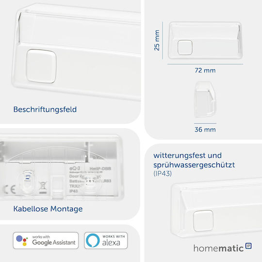 HomeMatic HmIP-DBB Μπουτόν Κουδουνιού σε Λευκό Χρώμα 150657A0 - Image 3