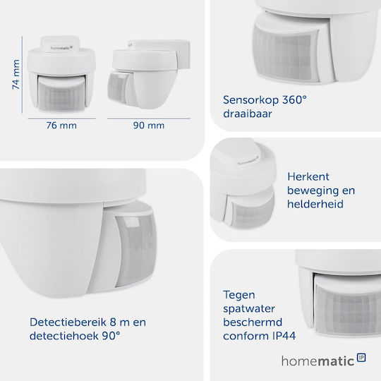 HomeMatic HmIP-SMO-2 Ασύρματος Αισθητήρας Κίνησης Υπερύθρων 360° Εμβέλειας 12m 156203A0 - Image 4