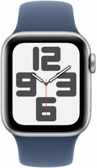 Apple Watch SE 2024 Aluminium 40mm Αδιάβροχο με Παλμογράφο (Silver με Denim Sport Band (M/L)) - Image 2