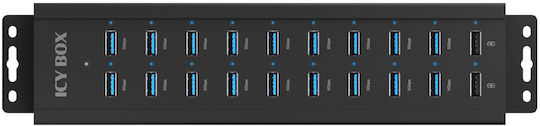 Icy Box USB 2.0 Hub 20 Θυρών με σύνδεση USB-A & Θύρα Φόρτισης IB-HUB1720-U3 - Image 3