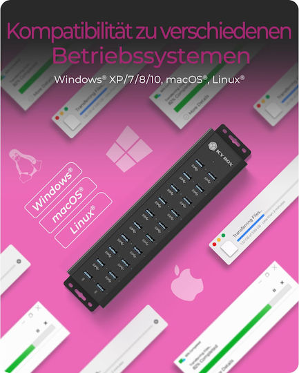 Icy Box USB 2.0 Hub 20 Θυρών με σύνδεση USB-A & Θύρα Φόρτισης IB-HUB1720-U3 - Image 9
