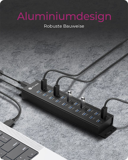 Icy Box USB 2.0 Hub 20 Θυρών με σύνδεση USB-A & Θύρα Φόρτισης IB-HUB1720-U3 - Image 7