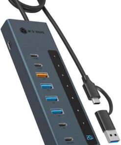 Icy Box Hub 9 Θυρών με σύνδεση USB-A Γκρι IB-HUB1743-CPD