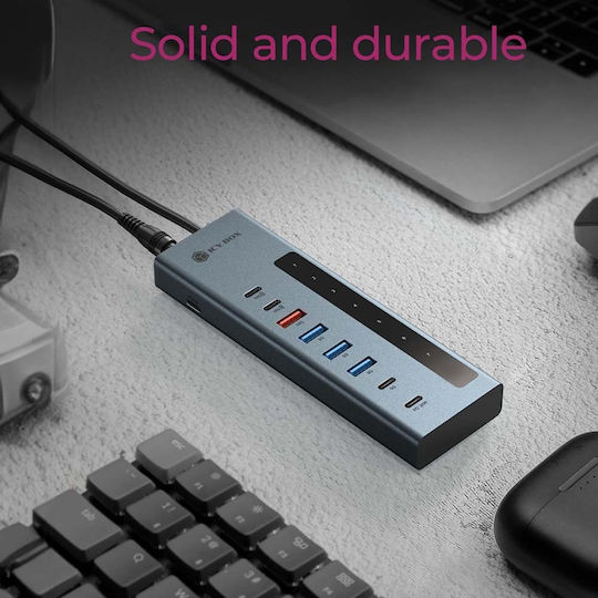 Icy Box Hub 9 Θυρών με σύνδεση USB-A Γκρι IB-HUB1743-CPD - Image 5