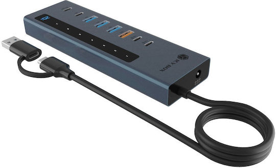 Icy Box Hub 9 Θυρών με σύνδεση USB-A Γκρι IB-HUB1743-CPD - Image 9