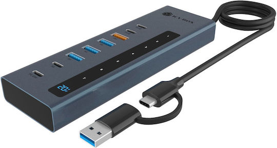 Icy Box Hub 9 Θυρών με σύνδεση USB-A Γκρι IB-HUB1743-CPD - Image 8