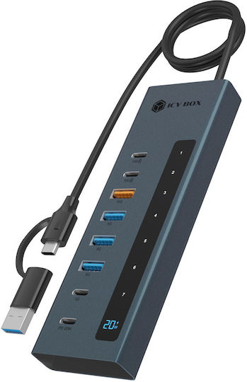 Icy Box Hub 9 Θυρών με σύνδεση USB-A Γκρι IB-HUB1743-CPD - Image 7