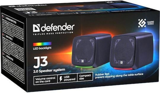 Defender J3 Ηχεία Υπολογιστή 2.0 με RGB Φωτισμό και Ισχύ 6W Μαύρα - Image 8