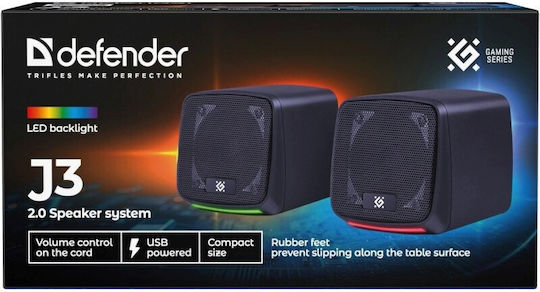 Defender J3 Ηχεία Υπολογιστή 2.0 με RGB Φωτισμό και Ισχύ 6W Μαύρα - Image 9