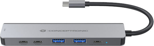 Conceptronic USB-C Docking Station με HDMI 4K PD Γκρι (DONN33G) - Image 5